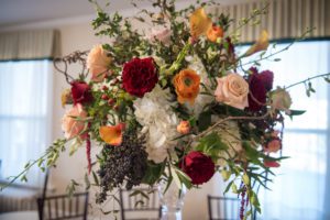 Beautiful Centerpiece red peach orange flowers